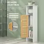 Conjunto de Mueble Bajo Lavabo y Columna Auxiliar con Estantes Ajustables y Puertas de Bambú Blanco y Natural