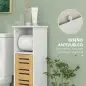 Conjunto de Mueble Bajo Lavabo y Columna Auxiliar con Estantes Ajustables y Puertas de Bambú Blanco y Natural