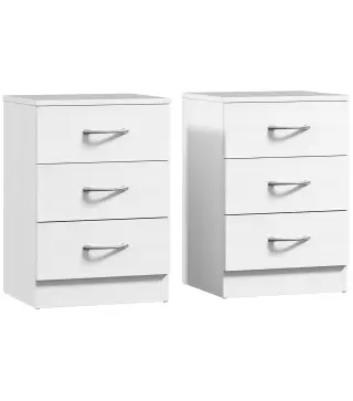 Conjunto de 2 Mesitas de Noche con 3 Cajones para Dormitorio o Salón 40x35x58 cm Blanco