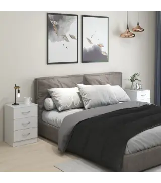 Conjunto de 2 Mesitas de Noche con 3 Cajones para Dormitorio o Salón 40x35x58 cm Blanco