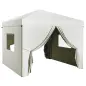 Carpa Plegable Pop-Up 3x3 m con 4 Cortinas Laterales 2 Ventanas de Malla Altura Ajustable Impermeable y Anti-UV Blanco