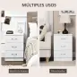 Conjunto de 2 Mesitas de Noche con 3 Cajones para Dormitorio o Salón 40x35x58 cm Blanco