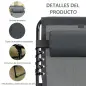 Conjunto de 2 Tumbonas Plegables con Respaldo Ajustable Reposacabezas y Estructura de Acero 185x58x30 cm Gris Conjunto de 2 Tumbonas Plegables con Respaldo Ajustable Reposacabezas y Estructura de Acero 185x58x30 cm Gris