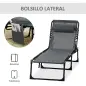 Conjunto de 2 Tumbonas Plegables con Respaldo Ajustable Reposacabezas y Estructura de Acero 185x58x30 cm Gris Conjunto de 2 Tumbonas Plegables con Respaldo Ajustable Reposacabezas y Estructura de Acero 185x58x30 cm Gris