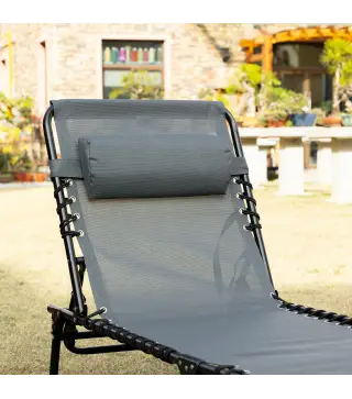 Conjunto de 2 Tumbonas Plegables con Respaldo Ajustable Reposacabezas y Estructura de Acero 185x58x30 cm Gris