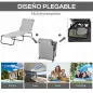Set de 2 Tumbonas de Jardín Reclinables con Toldo Desmontable y Respaldo Ajustable en 4 Niveles 187x58x36cm Gris Claro Set de 2 Tumbonas de Jardín Reclinables con Toldo Desmontable y Respaldo Ajustable en 4 Niveles 187x58x36cm Gris Claro