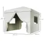 Carpa Plegable Pop-Up 3x3 m con 4 Cortinas Laterales 2 Ventanas de Malla Altura Ajustable Impermeable y Anti-UV Blanco