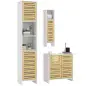 Conjunto de Muebles para Baño con Mueble para Lavabo Columna y Armario Auxiliar Estantes Ajustables Sistema Anti-vuelco Conjunto de Muebles para Baño con Mueble para Lavabo Columna y Armario Auxiliar Estantes Ajustables Sistema Anti-vuelco