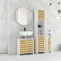 Conjunto de Muebles para Baño con Mueble para Lavabo Columna y Armario Auxiliar Estantes Ajustables Sistema Anti-vuelco Conjunto de Muebles para Baño con Mueble para Lavabo Columna y Armario Auxiliar Estantes Ajustables Sistema Anti-vuelco