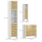 Conjunto de Muebles para Baño con Mueble para Lavabo Columna y Armario Auxiliar Estantes Ajustables Sistema Anti-vuelco Conjunto de Muebles para Baño con Mueble para Lavabo Columna y Armario Auxiliar Estantes Ajustables Sistema Anti-vuelco