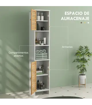 Conjunto de Muebles para Baño con Mueble para Lavabo Columna y Armario Auxiliar Estantes Ajustables Sistema Anti-vuelco