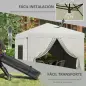 Carpa Plegable Pop-Up 3x3 m con 4 Cortinas Laterales 2 Ventanas de Malla Altura Ajustable Impermeable y Anti-UV Blanco