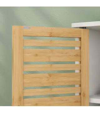 Conjunto de Muebles para Baño con Mueble para Lavabo Columna y Armario Auxiliar Estantes Ajustables Sistema Anti-vuelco