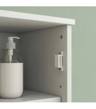 Conjunto de Muebles para Baño con Mueble para Lavabo Columna y Armario Auxiliar Estantes Ajustables Sistema Anti-vuelco