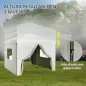 Carpa Plegable Pop-Up 3x3 m con 4 Cortinas Laterales 2 Ventanas de Malla Altura Ajustable Impermeable y Anti-UV Blanco