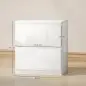 Set de 2 Mesitas de Noche con 2 Cajones Mesa Auxiliar para Dormitorio Salón 40x34x45 cm Blanco Brillo Set de 2 Mesitas de Noche con 2 Cajones Mesa Auxiliar para Dormitorio Salón 40x34x45 cm Blanco Brillo