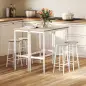 Conjunto de 2 Mesas Altas de Bar con 4 Taburetes Marco de Acero Estilo Industrial Natural y Blanco Conjunto de 2 Mesas Altas de Bar con 4 Taburetes Marco de Acero Estilo Industrial Natural y Blanco