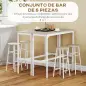 Conjunto de 2 Mesas Altas de Bar con 4 Taburetes Marco de Acero Estilo Industrial Natural y Blanco Conjunto de 2 Mesas Altas de Bar con 4 Taburetes Marco de Acero Estilo Industrial Natural y Blanco
