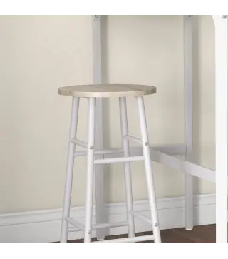 Conjunto de 2 Mesas Altas de Bar con 4 Taburetes Marco de Acero Estilo Industrial Natural y Blanco