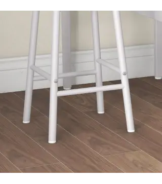 Conjunto de 2 Mesas Altas de Bar con 4 Taburetes Marco de Acero Estilo Industrial Natural y Blanco