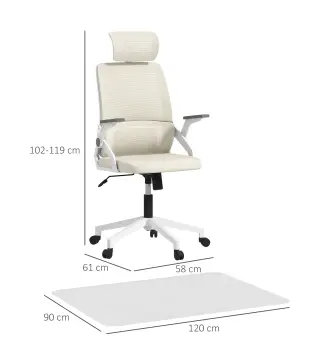 Conjunto de Oficina Incluye 1 Silla de Oficina de Malla Beige y 1 Alfombra Protectora 90x120 cm