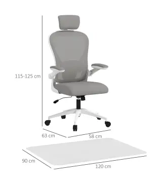 Conjunto de Oficina Incluye 1 Silla de Oficina de Malla Gris y 1 Alfombra Protectora 90x120 cm