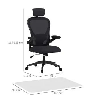 Conjunto de Oficina Incluye 1 Silla de Oficina de Malla Negro y 1 Alfombra Protectora 90x120 cm