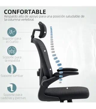 Conjunto de Oficina Incluye 1 Silla de Oficina de Malla Negro y 1 Alfombra Protectora 90x120 cm