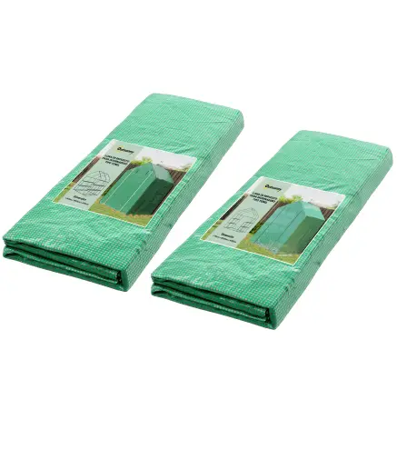 Conjunto de Invernadero de Jardín con Estantes y Cubierta de PE con Puerta Enrollable y Ventana 143x138x190 cm Verde