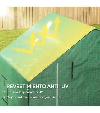 Conjunto de Invernadero de Jardín con Estantes y Cubierta de PE con Puerta Enrollable y Ventana 143x138x190 cm Verde