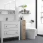Columna de Baño Moderno Mueble Auxiliar de Baño con 2 Estantes 2 Cajones y 1 Puerta Antivuelco 15x33x136,8 cm Natural Columna de Baño Moderno Mueble Auxiliar de Baño con 2 Estantes 2 Cajones y 1 Puerta Antivuelco 15x33x136,8 cm Natural