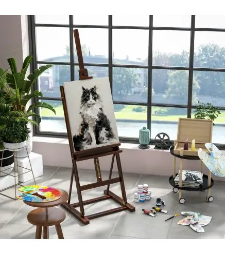 Caballete de Pintura 230 cm con Altura y Ángulo Ajustables Almacenamiento para Adultos Artistas Pintor Marrón