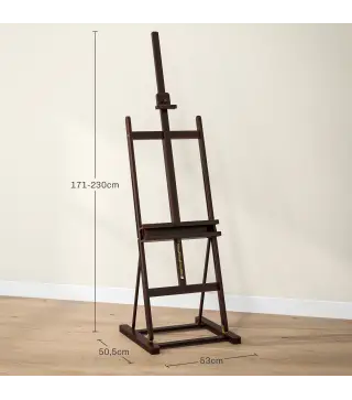 Caballete de Pintura 230 cm con Altura y Ángulo Ajustables Almacenamiento para Adultos Artistas Pintor Marrón