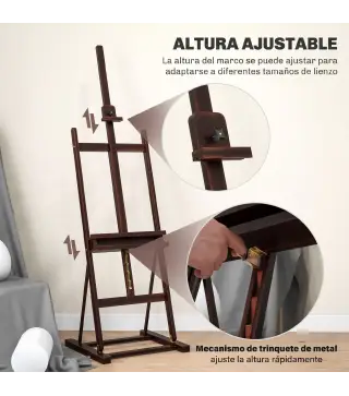 Caballete de Pintura 230 cm con Altura y Ángulo Ajustables Almacenamiento para Adultos Artistas Pintor Marrón