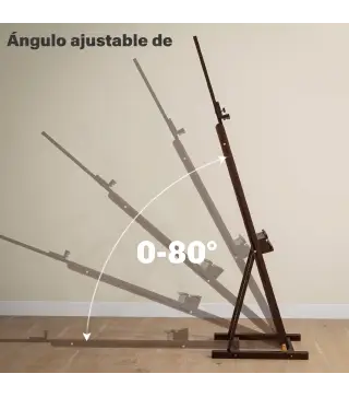 Caballete de Pintura 230 cm con Altura y Ángulo Ajustables Almacenamiento para Adultos Artistas Pintor Marrón