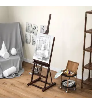 Caballete de Pintura 230 cm con Altura y Ángulo Ajustables Almacenamiento para Adultos Artistas Pintor Marrón