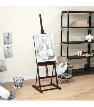 Caballete de Pintura 230 cm con Altura y Ángulo Ajustables Almacenamiento para Adultos Artistas Pintor Marrón