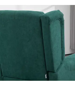 Sillón para Sala de Estilo Francés con Asiento Acolchado y Cojines, en Poliéster, 74x86x102 cm, Verde Oscuro