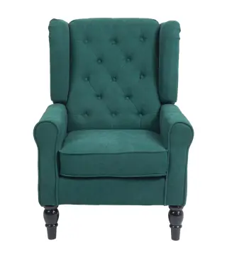 Sillón para Sala de Estilo Francés con Asiento Acolchado y Cojines, en Poliéster, 74x86x102 cm, Verde Oscuro