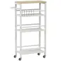 Carrito Auxiliar con Ruedas de 4 Niveles Carrito de Cocina con Toallero y 6 Ganchos para Comedor 50x20x81 cm Roble