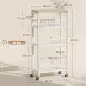 Carrito Auxiliar con Ruedas de 4 Niveles Carrito de Cocina con Toallero y 6 Ganchos para Comedor 50x20x81 cm Roble