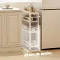 Carrito Auxiliar con Ruedas de 4 Niveles Carrito de Cocina con Toallero y 6 Ganchos para Comedor 50x20x81 cm Roble