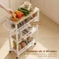 Carrito Auxiliar con Ruedas de 4 Niveles Carrito de Cocina con Toallero y 6 Ganchos para Comedor 50x20x81 cm Roble
