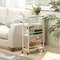 Carrito Auxiliar con Ruedas de 4 Niveles Carrito de Cocina con Toallero y 6 Ganchos para Comedor 50x20x81 cm Roble
