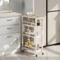 Carrito Auxiliar con Ruedas de 4 Niveles Carrito de Cocina con Toallero y 6 Ganchos para Comedor 50x20x81 cm Roble