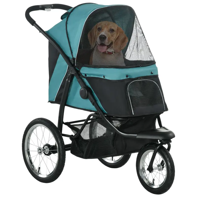 Carrito para Perros, plegable, Protección solar, Ventanas de malla, Cesta de almacenamiento, Verde oscuro, 111x58x107 cm Carrito para Perros, plegable, Protección solar, Ventanas de malla, Cesta de almacenamiento, Verde oscuro, 111x58x107 cm
