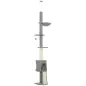 Árbol para Gatos de Piso a Techo Altura Ajustable 220-240cm con Hamaca Plataformas en Flor Cuevas Rampa Bola Gris Claro