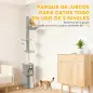 Árbol para Gatos de Piso a Techo Altura Ajustable 220-240cm con Hamaca Plataformas en Flor Cuevas Rampa Bola Gris Claro