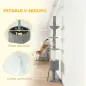 Árbol para Gatos de Piso a Techo Altura Ajustable 220-240cm con Hamaca Plataformas en Flor Cuevas Rampa Bola Gris Claro