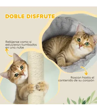 Árbol para Gatos de Piso a Techo Altura Ajustable 220-240cm con Hamaca Plataformas en Flor Cuevas Rampa Bola Gris Claro